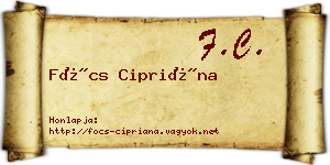 Föcs Cipriána névjegykártya